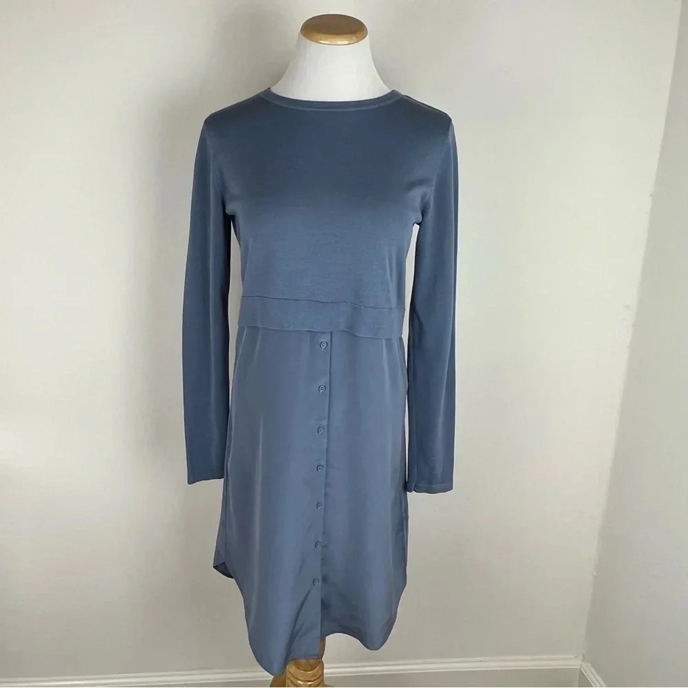COS two-layered Sweater Dress Long Sleeve in Silk and Cotton - Size XS Blue